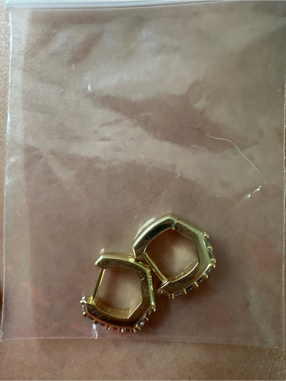 Kendra Scott Gold Hoop Earrings with Clear Crystals - Picture 2 of 2